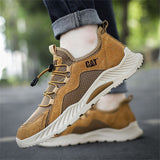 Male's Faux Leather Mesh Patchwork Outdoor Elastic Laces Sneakers