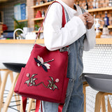 Chinese Style Dragonfly Embroidery Oxford Cloth Backpack for Women
