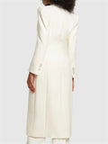 Female Elegant White Double-Breasted Suiting Coat