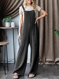 Women's Summer Casual Solid Color Pockets Strap Jumpsuits