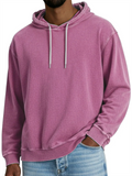 Men's Casual Solid Color Distressed Long Sleeved Hoodie