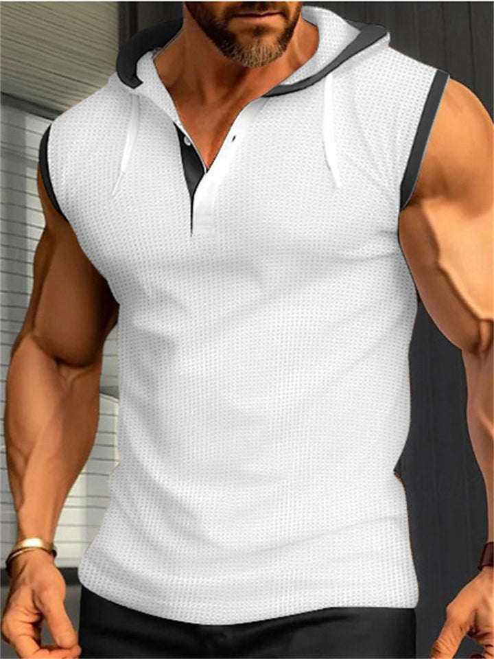 Men's Contrast Color Hooded Vest Shirts