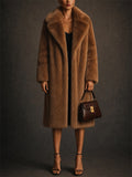 Women's Trendy Winter Mid-Length Faux Fur Fluffy Cardigan Coats
