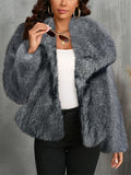 Women's Trendy Winter Solid Color Lapel Faux Fur Coats