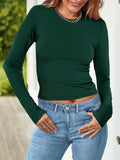 Female Autumn Slim Fit Crew Neck Pullover Shirt
