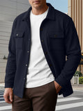 Men's Fleece-Linen Casual Button-Up Shirt Jacket for Spring Autumn