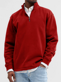 Men's Solid Color Stand Collar Zipper Long Sleeve Sweatshirts
