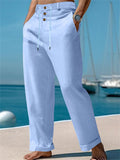 Men's Casual Solid Color High Rise Drawstring Pants