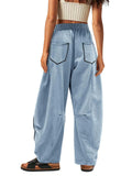 Women's Loose Casual Wide Leg Drawstring Pockets Pants