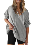 Fashionable Long Sleeve V-neck Hoodies for Ladies