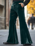 Men's Retro Velvet Solid Color Flared Trousers