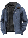 ‌Men's Fleece Lined Hooded Coat Warm Winter Outwear