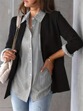 Women's Long Sleeve Lapel Stripe Casual Blouse