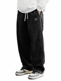 Men's Autumn Loose Solid Color Corduroy Drawstring Straight Leg Trousers