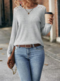Autumn Crew Neck Long Sleeve Casual Shirt for Lady