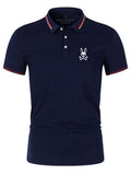Men's Casual Contrast Trim Business Short Sleeve Polo Shirts