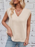 Women's Solid Color V Neck Sleeveless Vest Sweater