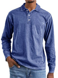 Men's Casual Distressed Long Sleeve Lapel Solid Color Shirts