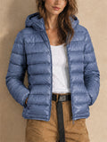 Women Hooded Puffer Jacket Zip Up Lightweight Outerwear