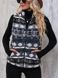 Women's Autumn Ethnic Style Printed Zip Up Cardigan Vest Jackets