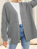 Female Versatile Trendy V-neck Solid Color Knitted Sweater