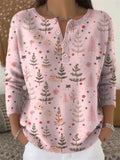 ‌Women's Autumn Casual Buttons Pullover Christmas Tree Print Knit Sweaters