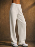 Womens High Waisted Soft Pintuck Straight Wide Leg Pants