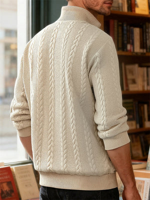 Men's Autumn American Style Twisted Jacquard Zip Up Pullover Sweatshirts