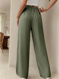 Women's Summer Solid Color Wide Leg Drape Drawstring Pants