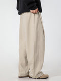 Men's Retro Pleated Solid Color  Elastic Waist Drape Wide Leg Suit Pants