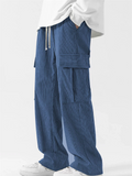 Men's Corduroy Loose Fit Utility Pants with Flap Pockets