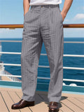 Men's Summer Lightweight Casual Striped Linen Pants