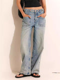 Vintage Patch Pocket Straight-Leg Jeans for Women