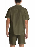 Men's Simple Lapel Collar Short Sleeve Shirt Casual Shorts Sets
