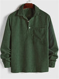 Men's Fall Winter Corduroy Long Sleeve Turn-Down Collar Shirts