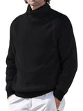 Men's Fashion High Neck Long Sleeve Ribbed Knit Tops