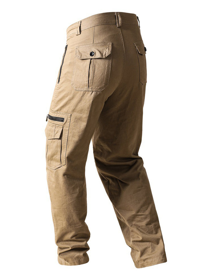 Male Straight Leg Zip Pockets Spring Autumn Cargo Pants