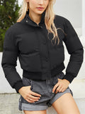 Women's Winter Solid Long-sleeved Cropped Puffer Coats