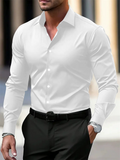 Men's Autumn Solid Color Button Up Long Sleeve Lapel Suit Shirts