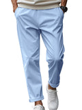 Men's Solid Color Comfy Quick-drying Drawstring Straight Trousers
