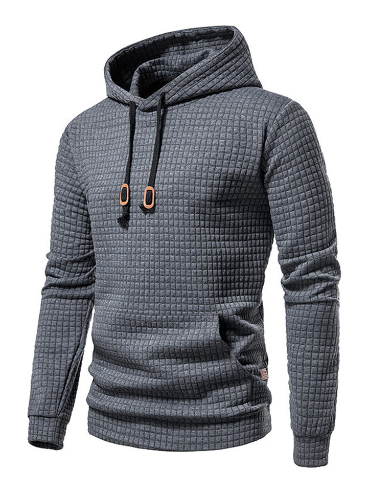 ‌Men's Fashion Grid Pattern Casual Hoodie Tops