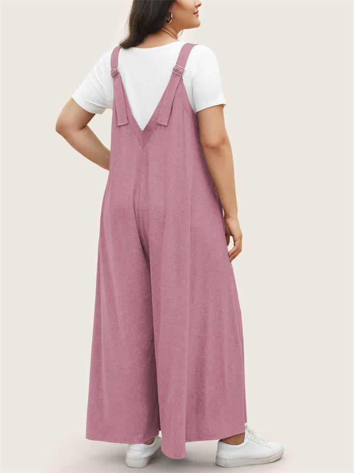 Women's Casual Solid color Wide Leg Overall Jumpsuit