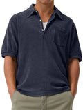 Men's Solid Color Short Sleeve Lapel Polo Shirt
