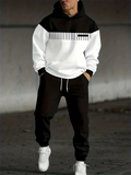 Men's Autumn Color Block Printed Hoodie Tracksuit Set Daily Wear