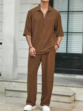 Men's Summer Relaxed Short Sleeve Shirt + Casual Pants Sets