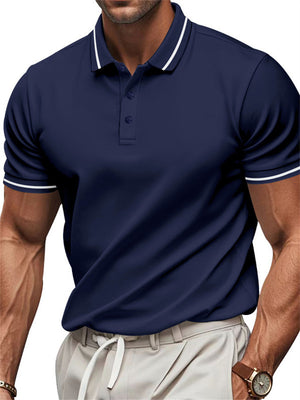Men's Summer Contrast Trim Quick Dry Polo Collar Short Sleeve Shirts