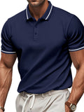 Men's Summer Contrast Trim Quick Dry Polo Collar Short Sleeve Shirts