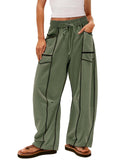 Women's Loose Casual Wide Leg Drawstring Pockets Pants