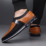Men's Casual Plaid Faux Leather Flats Slip-ons Shoes