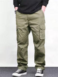 Men's High Steet Simple Cotton Loose Fit Multi Pockets Cargo Pants